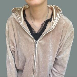 vintage blush pink velour Y2k zip up hoodie